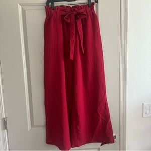 SHEIN Crimson Tie-Waist Pants